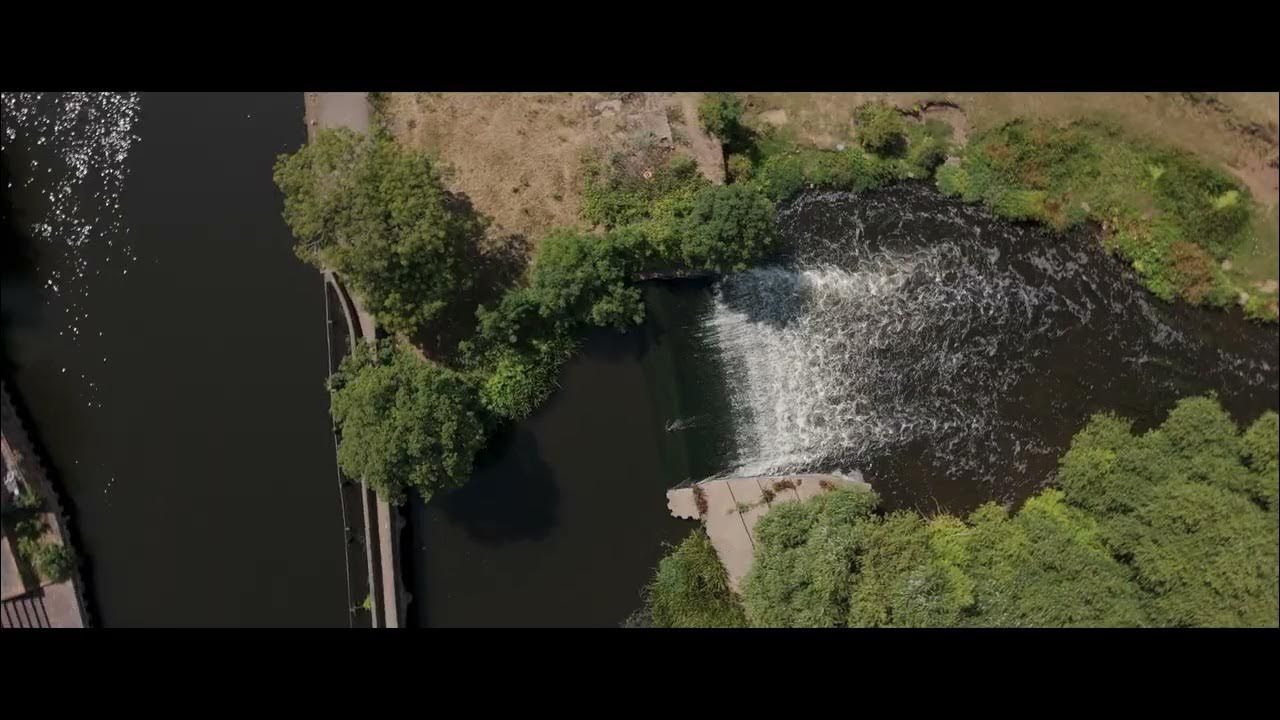 Aerial view of Newark Castle and the River Trent from the film Stone & Current
